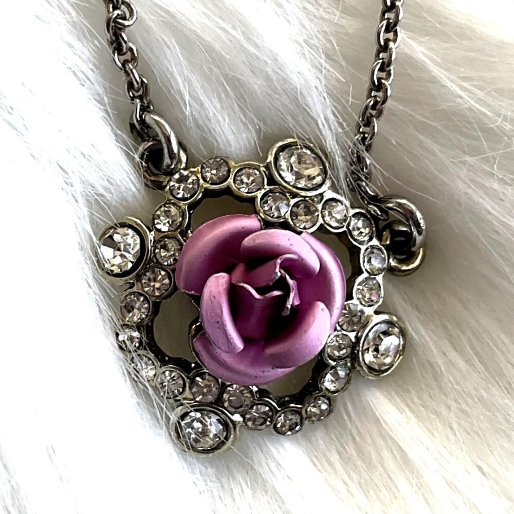 PINK ROSE NECKLACE NRT VINTAGE - Picture 6 of 13